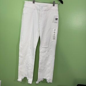 Kancan Signature High Rise Cropped Straight Jeans 28x27 Betsy Stretch Frayed Hem